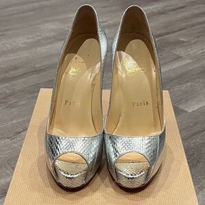 Christina Louboutin Very Prive Snakeskin Pumps